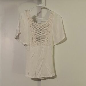 Hot & Delicious Cream Lace Accent Blouse